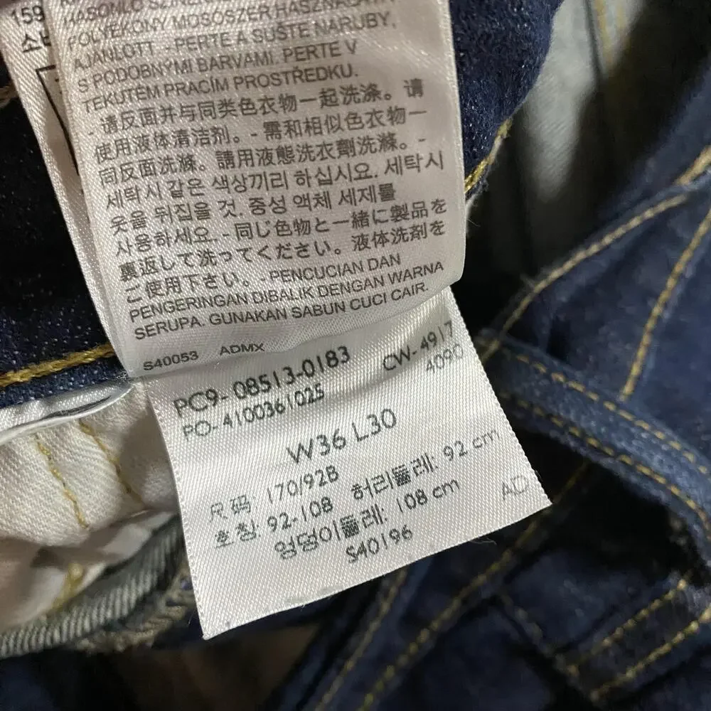 Levis 513 Jeans Mens 36x30 Blue Slim Straight Leg Stretch Denim Dark Wash - Picture 4 of 10